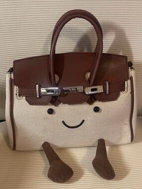 Birkin bag brown cream buckle bag brand new
